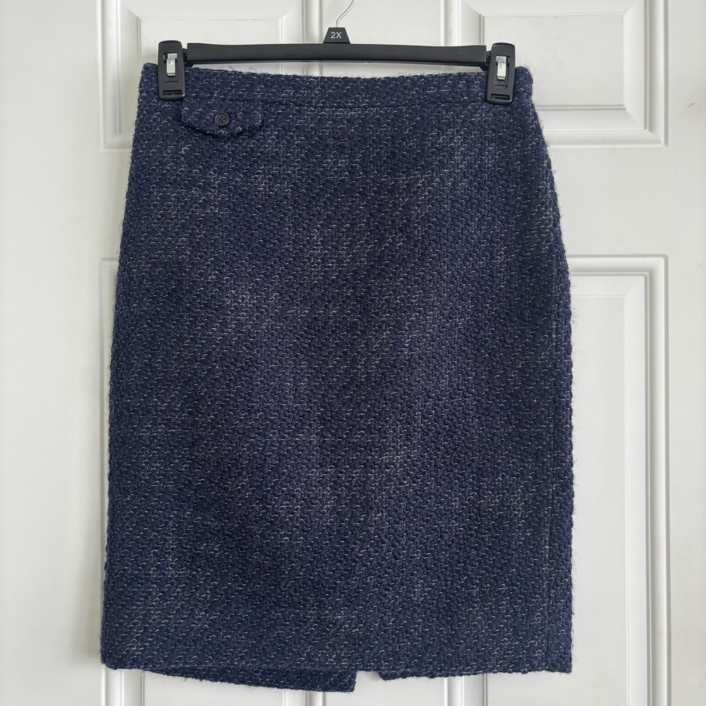 J. Crew Navy Blue Wool Blend No. 2 Pencil Skirt, Size 4